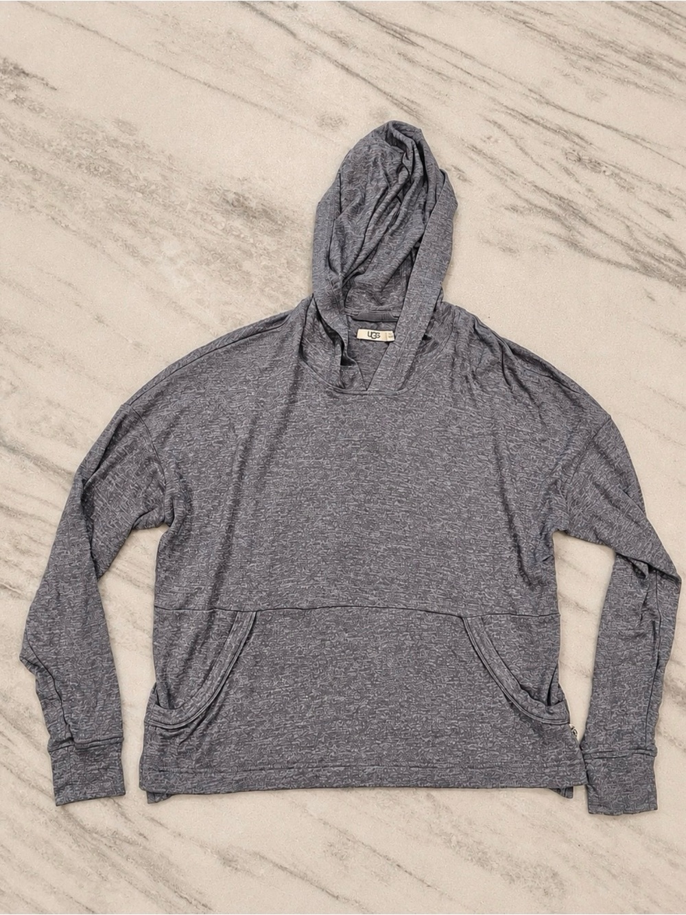 UGG Women’s Gray Marled Hooded Pullover Hoodie Size XL Lightweight Oversized